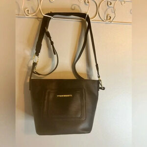 Steve Madden Black Pebbled Faux Leather Crossbody Purse Medium - O Ring Hardware